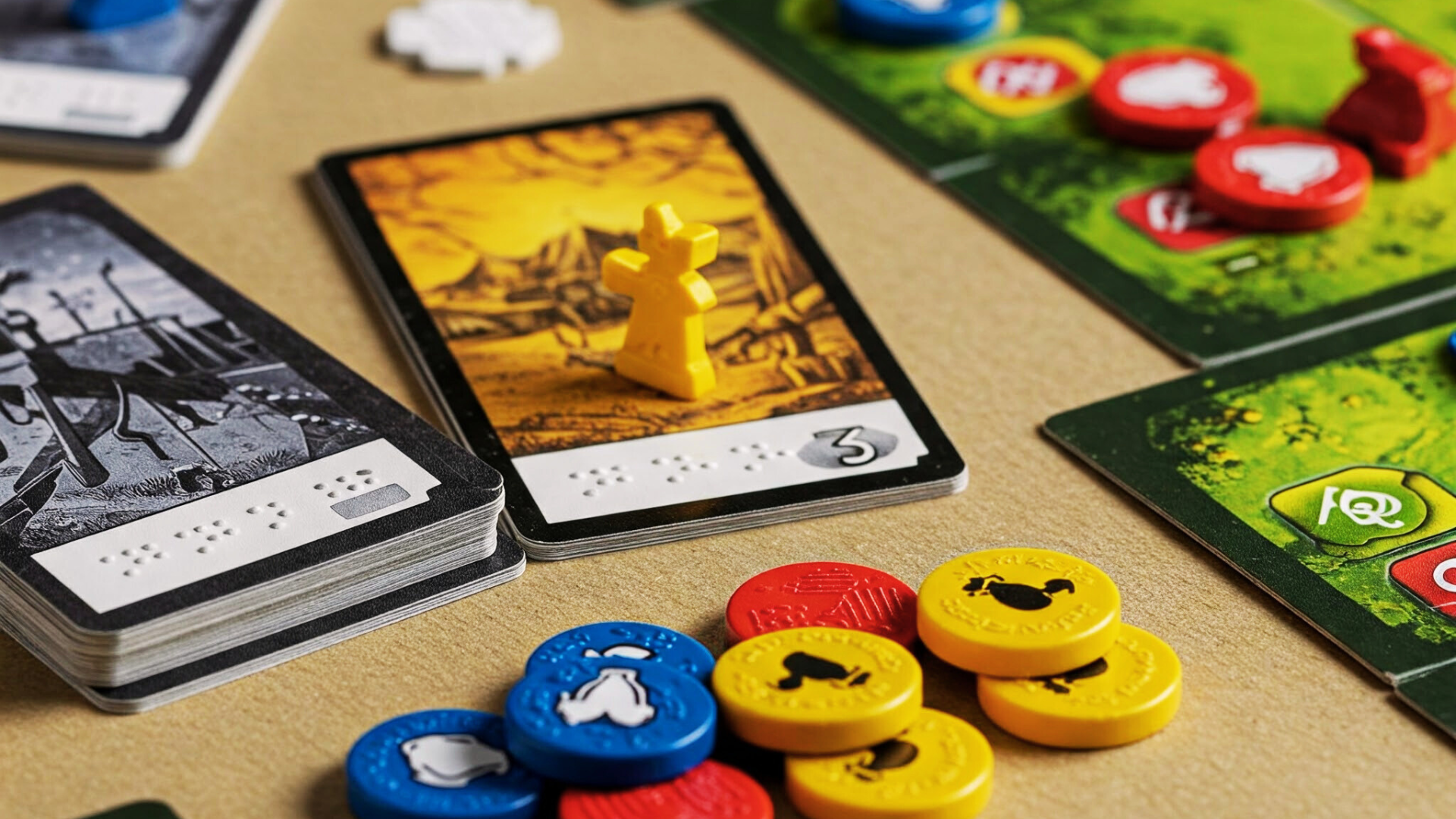 Board game with tactile symbols for blind players